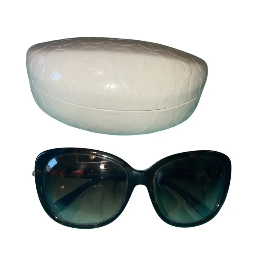 Coach Dark Tortoise Sunglasses HC8164 L953 Bundle w Case & Dust Bag GUC